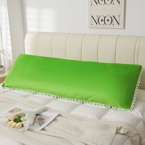 NWT  Velvet Fuzzy Body Pillow Pillowcase 20x54 Boho Zipper Closure Lime Green